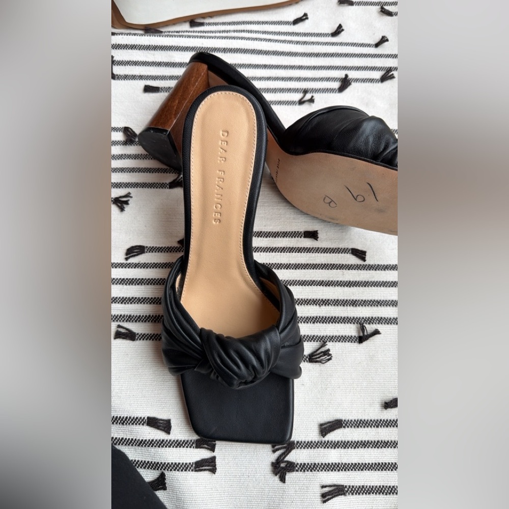 NWOT Dear Frances Black Women's Heeled Sandals - Picture 3 of 7